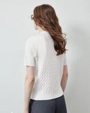 Ice Silk Cable Knit Polo Top