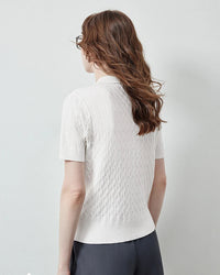 Ice Silk Cable Knit Polo Top