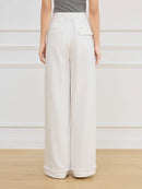 Pleated Design High Waist Wide Leg Pants