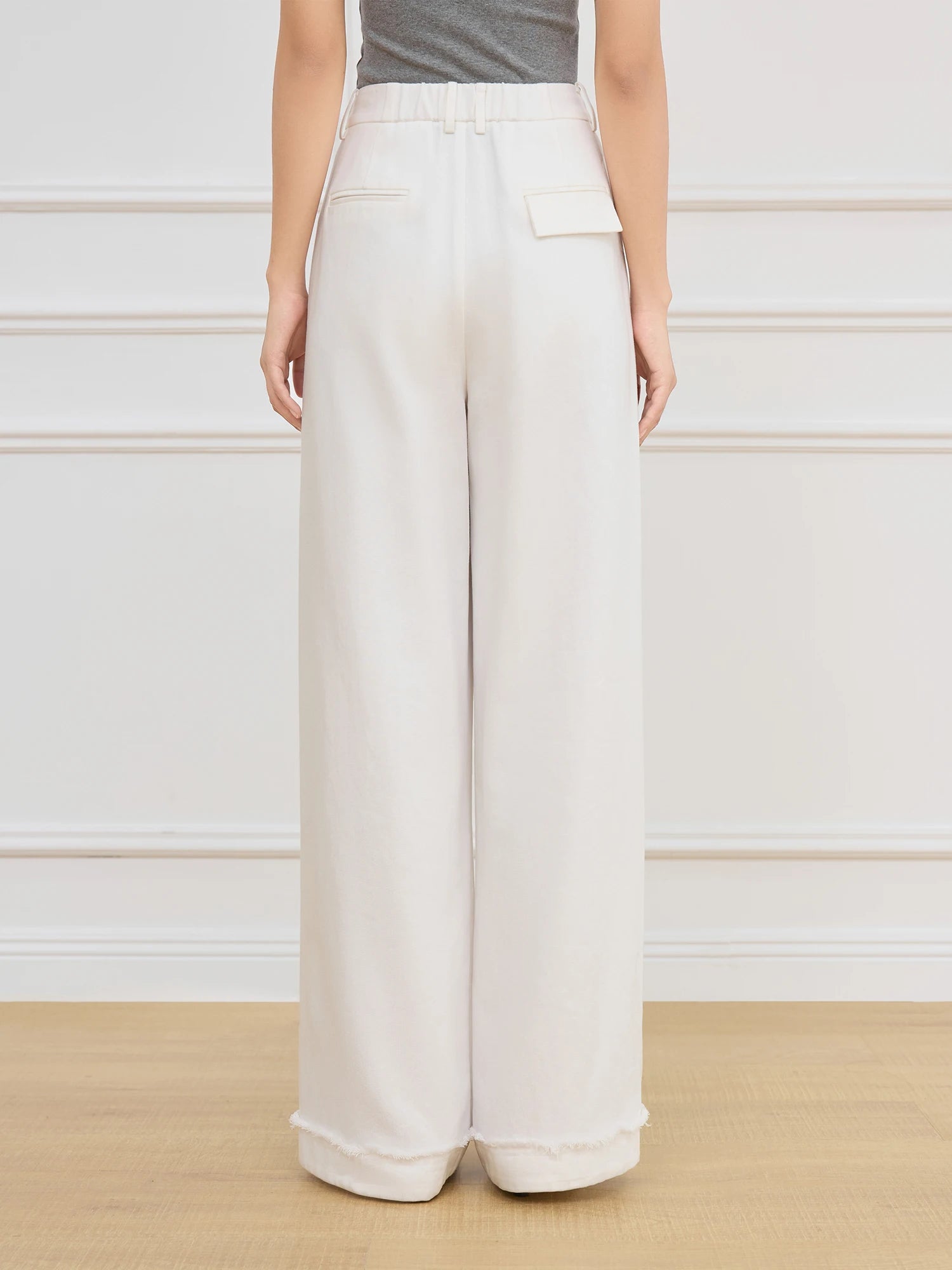 Pleated Design High Waist Wide Leg Pants