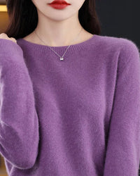 Wool Crew Neck Long-Sleeved Pullover Sweater