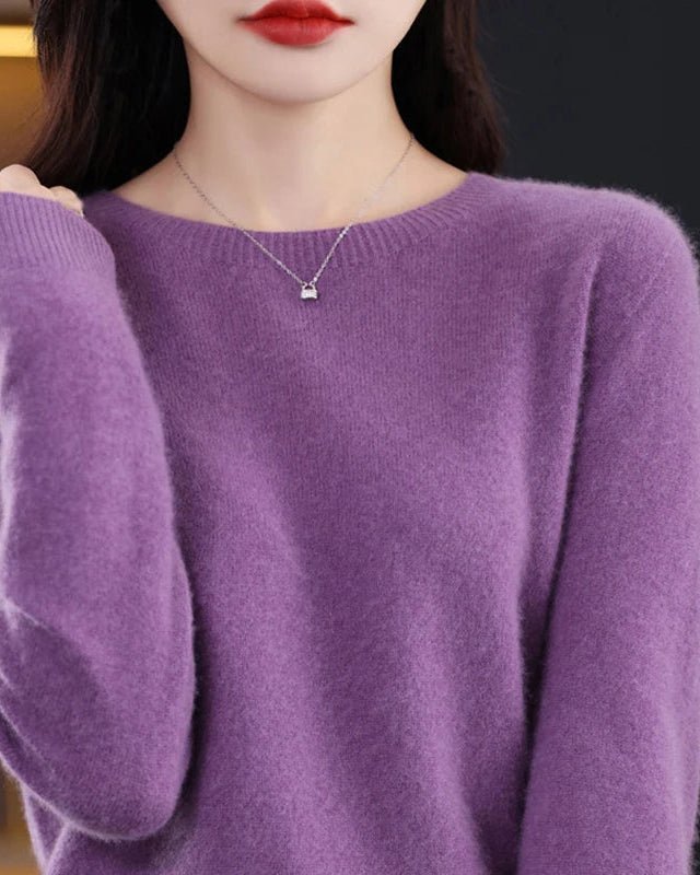 Wool Crew Neck Long-Sleeved Pullover Sweater