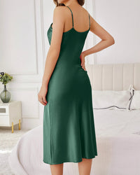 Solid V-Neck Sleeveless Mid-Length Nightgown