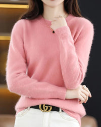 Mink Cashmere Crew Neck Knitted Sweater