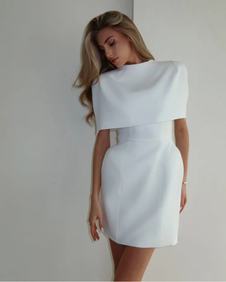 Elegant Square Neck Shawl Sleeveless Fitted Dress