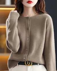Merino Wool Crew Neck Cardigan
