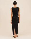 Cotton And Linen Square Neck Wide Shoulder Strap Dress