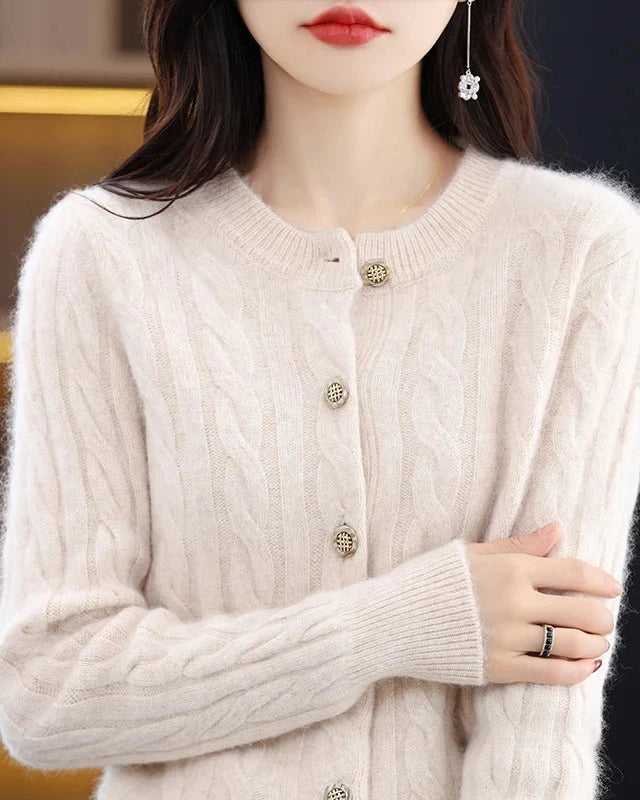 Mink Cashmere Cable Knit Cardigan