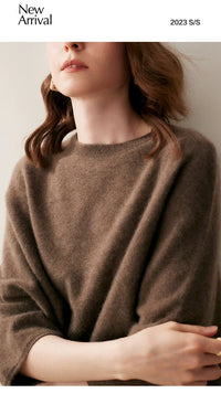 Round-Neck Batwing Sleeve Cashmere Sweater