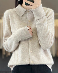 Mink Cashmere Polo Cardigan