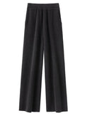 High-Waist Knit Wide-Leg Floor-Length Pants