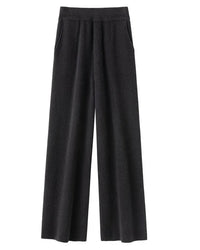 High-Waist Knit Wide-Leg Floor-Length Pants