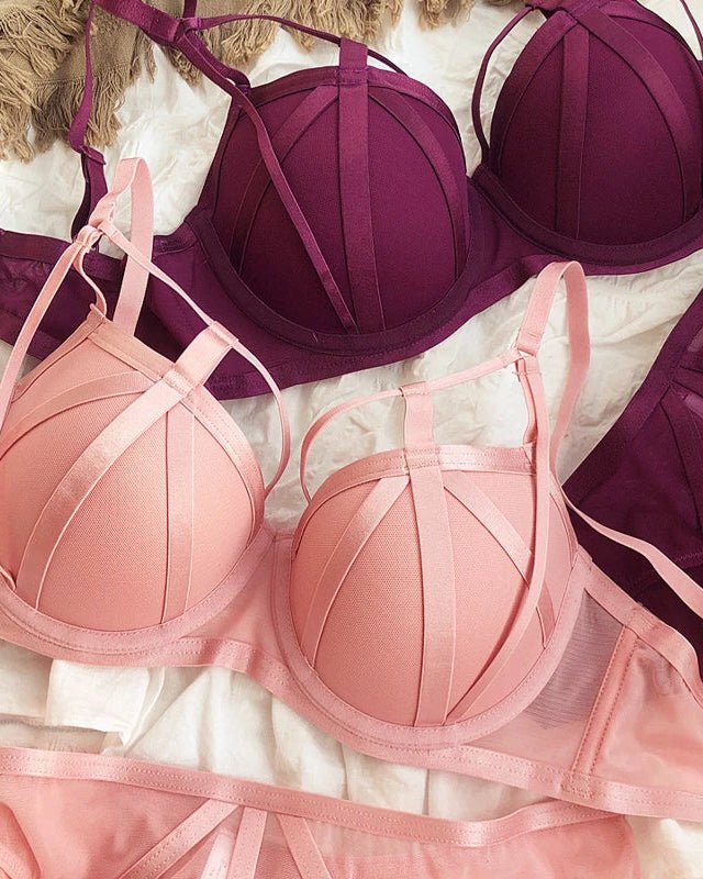 Classic Bandage Lace Cutout Push-Up Bra Set