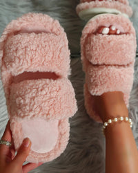 Women's Plush Open-Toe Winter Slippers