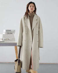 Long Double-Faced Wool Blend Coat