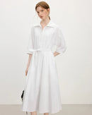 New Belted A-Line Loose Shirt Dress