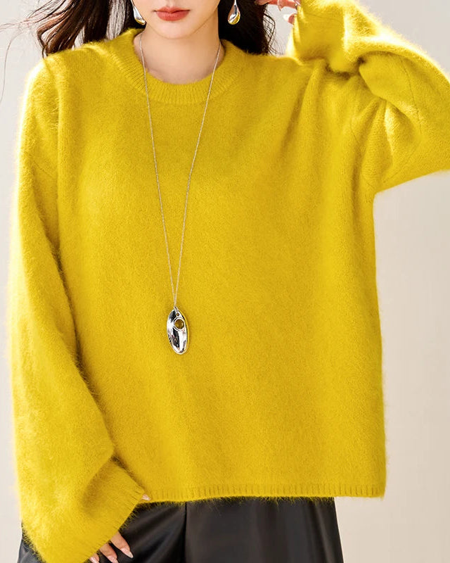 Relaxed-Fit Crewneck Knitted Pullover