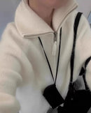 100% Wool Turtleneck Double-Zip Loose Cardigan