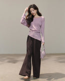 High-Waist Pleated Wide-Leg Trousers