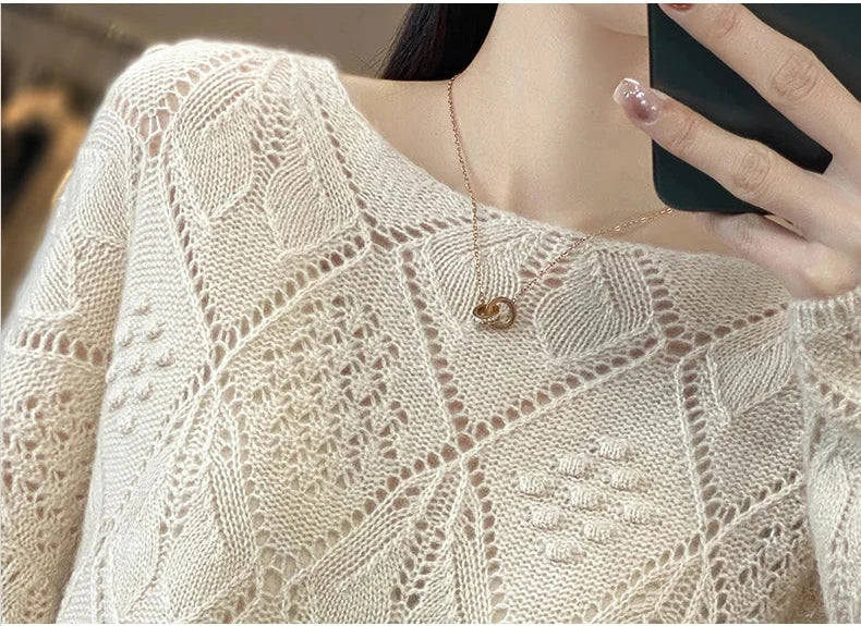 Crochet Hollow Knit Wool Sweater
