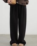 Plush Pleated Wide-Leg Trousers