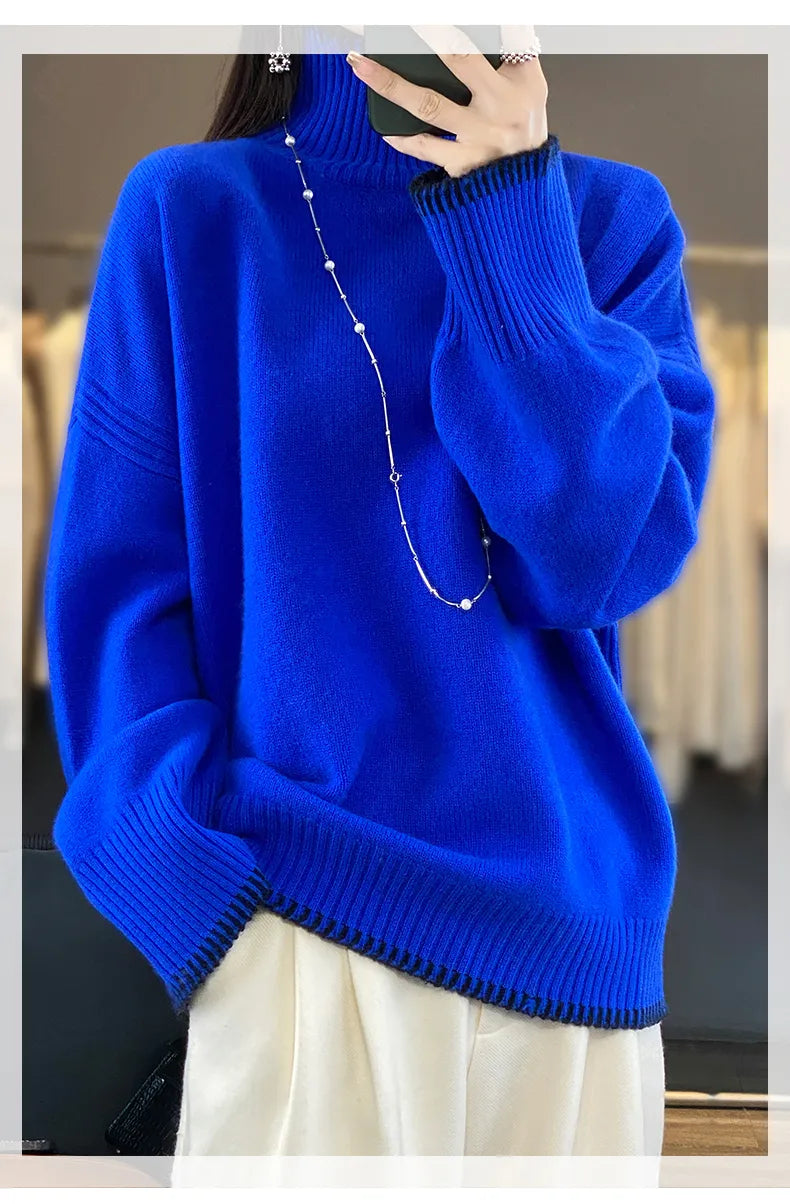 Oversized 100% Wool Turtleneck Sweater