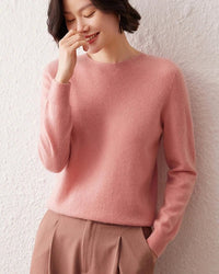 Crew Neck Long-Sleeved Cashmere Knit Sweater