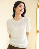 Pure Cotton Short-Sleeve Knit Top