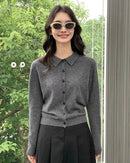 Cashmere Polo Collar Short Cardigan