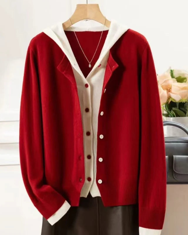 Heavyweight Double-Breasted Cashmere Hooded Cardigan