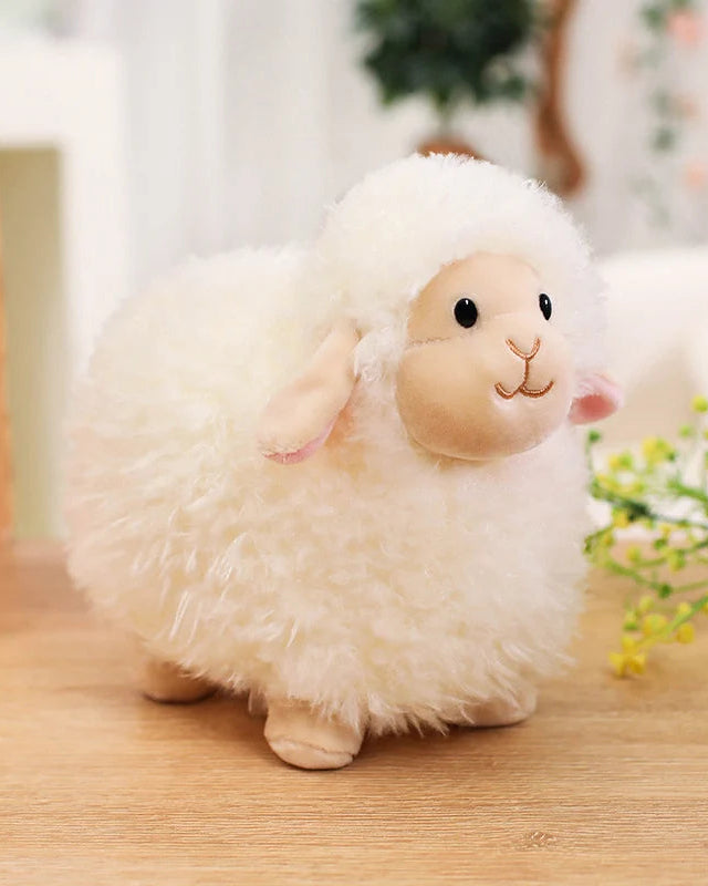 Soft plush cotton candy sheep stuffed toy with PP cotton filling. CE certified, in 22 cm and 35 cm — a sweet gift for babies, kids, and home decoration.