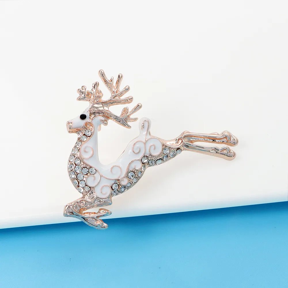 Running Deer Rhinestone Brooches