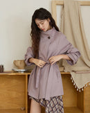 Stand-Collar Belted Trench Coat