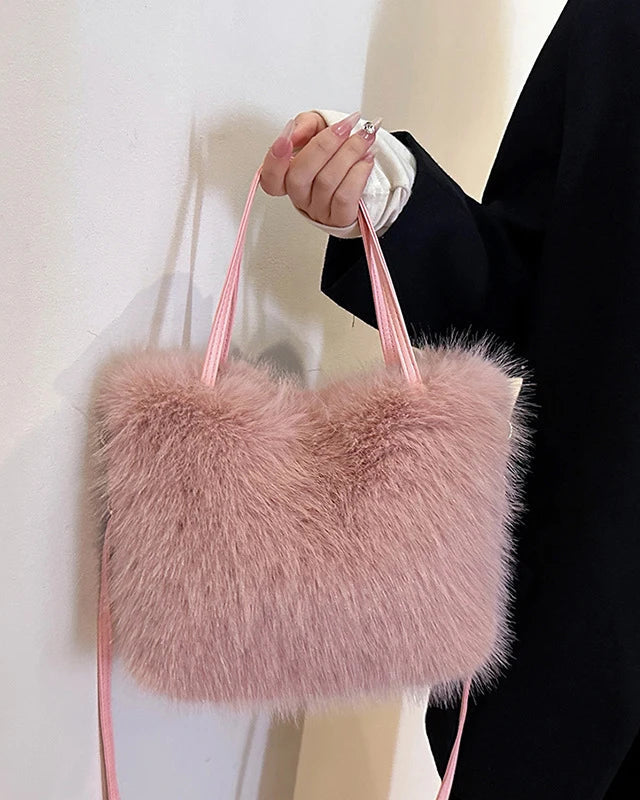 Soft Faux Fur Bucket Tote