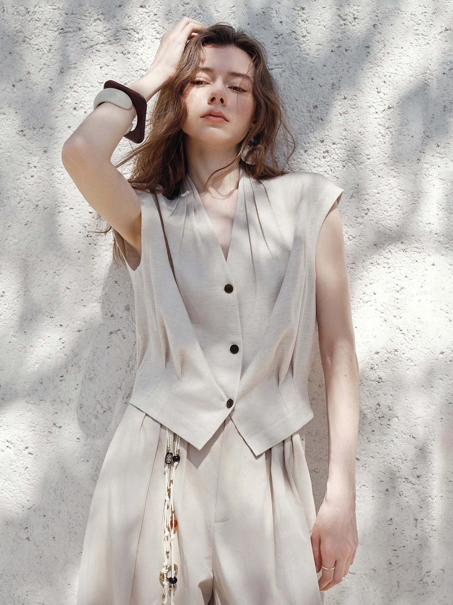 Linen V-Neck Casual Shirt