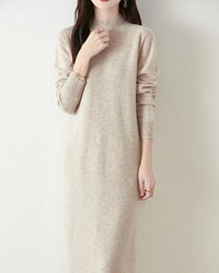 Merino Wool Mock Neck Knit Dress