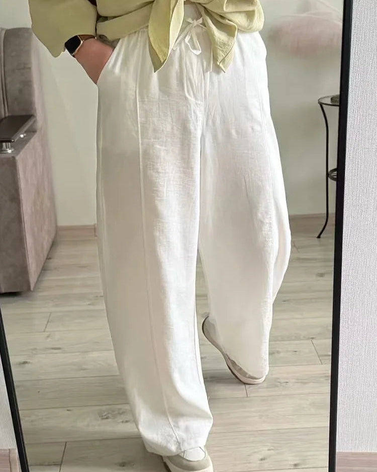 Elastic-Waist Wide-Leg Pants