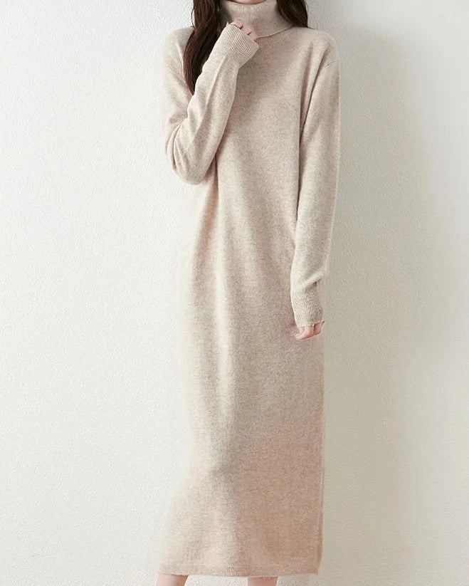 Merino Wool Turtleneck Knit Dress