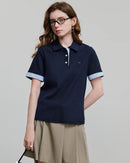 Embroidered Piqué Short Sleeve Top