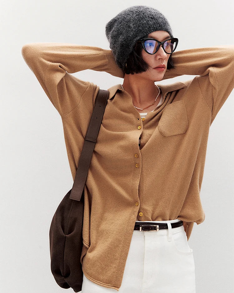 Loose-Fit Mid-Length Knitted Cardigan