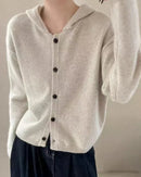 Single-Breasted Cashmere Hooded Cardigan