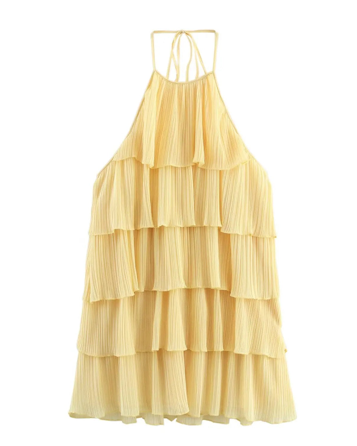 Layered Halter Neck Backless Mini Dress