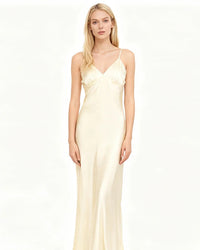 Satin Lace-Up Backless Maxi Evening Dress