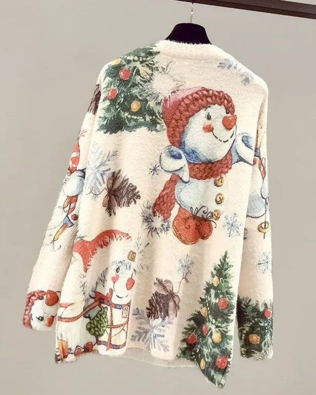 Christmas Snowman Pullover Knitted Sweater