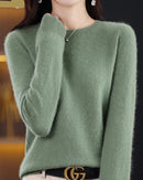 Merino Wool O-Neck Knit Sweater