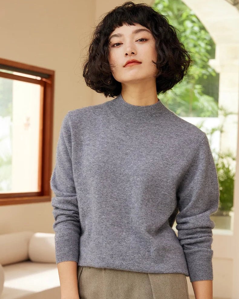 Cashmere Mock Neck Knitted Sweater