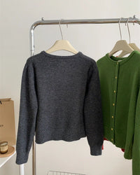 Casual Long-Sleeved Round-Neck Cardigan Sweater