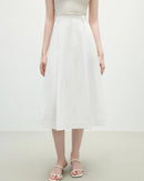 French High-Waist Cotton Midi Skirt