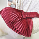 Velvet High Waist Pleated Skirt