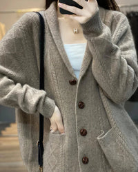 Cashmere V-Neck Loose Cardigan Sweater